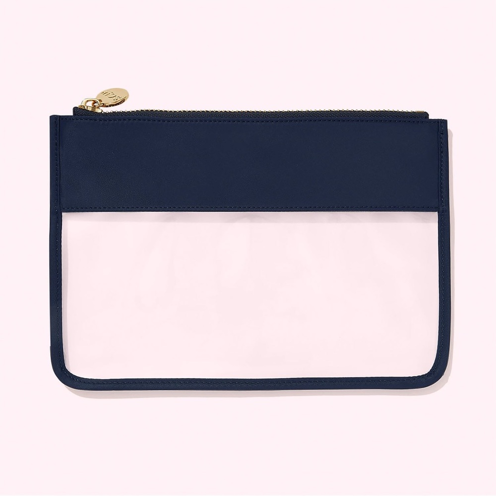 Stoney Clover Lane flat pouch Clear NWT $78 sapphire blue